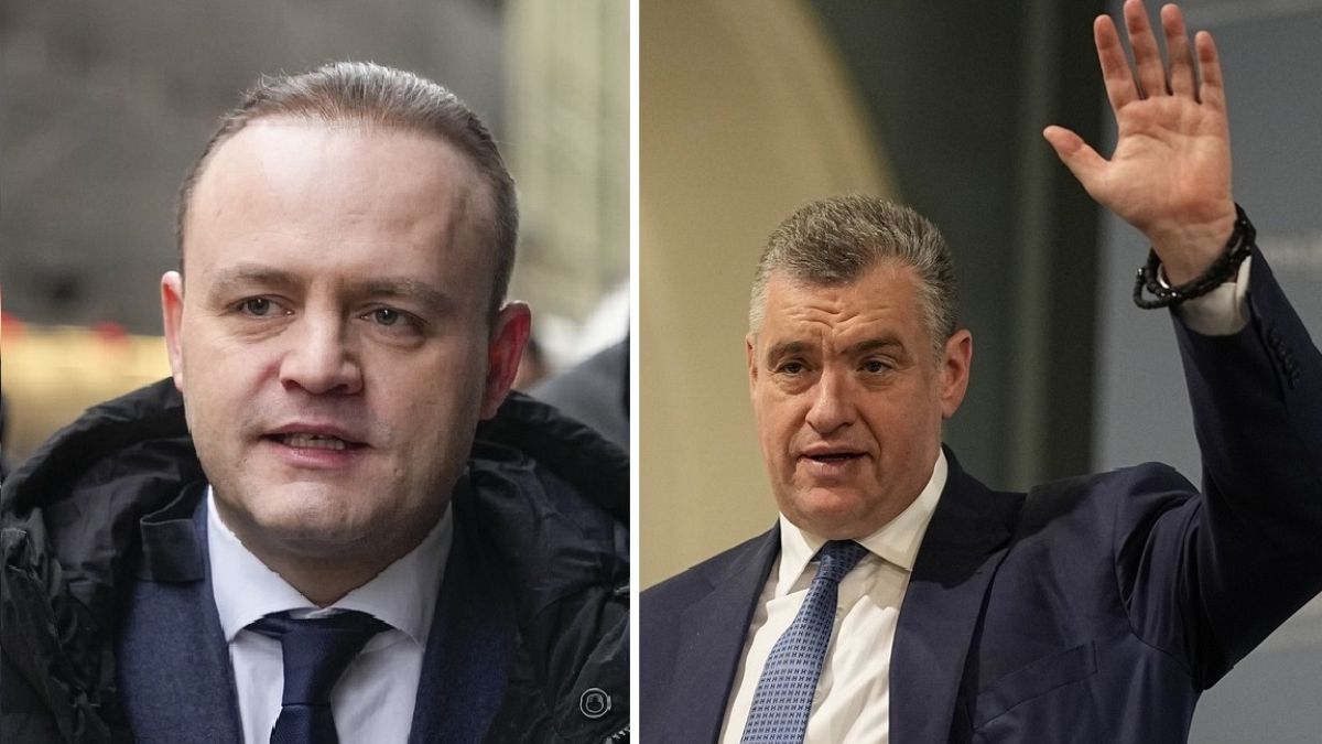 Imagen de Vladislav Davankov y Leonid Slutsky, candidatos a la presidencia de Rusia y rivales de Vladímir Putin en las elecciones generales de marzo.