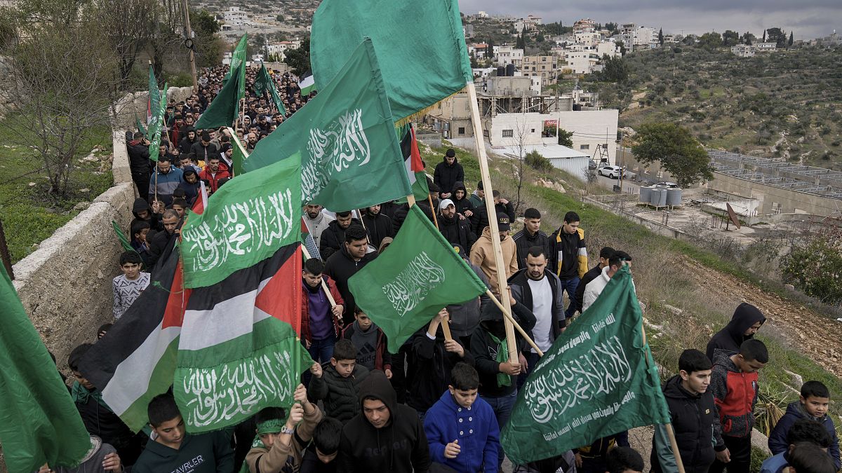 Акция в поддержку ХАМАС на оккупированном Западном берегу реки Иордан, 5 января 2024 года.