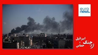 دود ناشی از حملات اسرائیل به شهر خان یونس در نوار غزه به تاریخ ششم ژانویه ۲۰۲۴