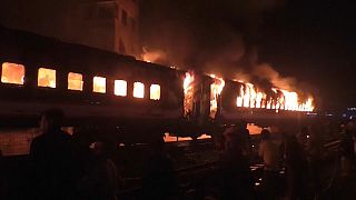 Imagen del incendio del tren.