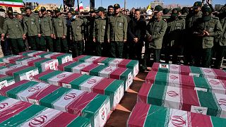 مراسم وداع با پیکر کشته شدگان در حادثه تروریستی کرمان
