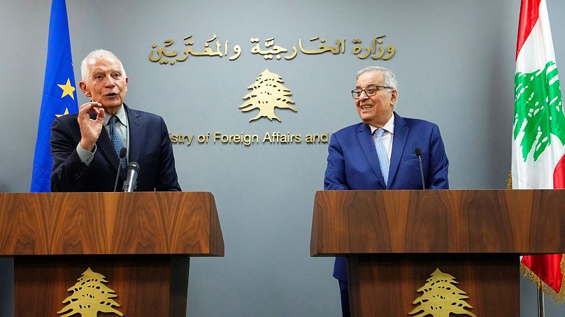 نشست مشترک مطبوعاتی وزیر امور خارجه لبنان با مسئول سیاست خارجی اتحادیه اروپا