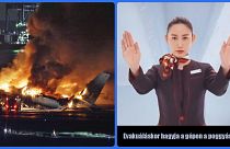 A Japán Légitársaság, a JAL Airbus utasszállítója teljesen kiégett a tokiói Haneda reptéren, 2024. január 2-án