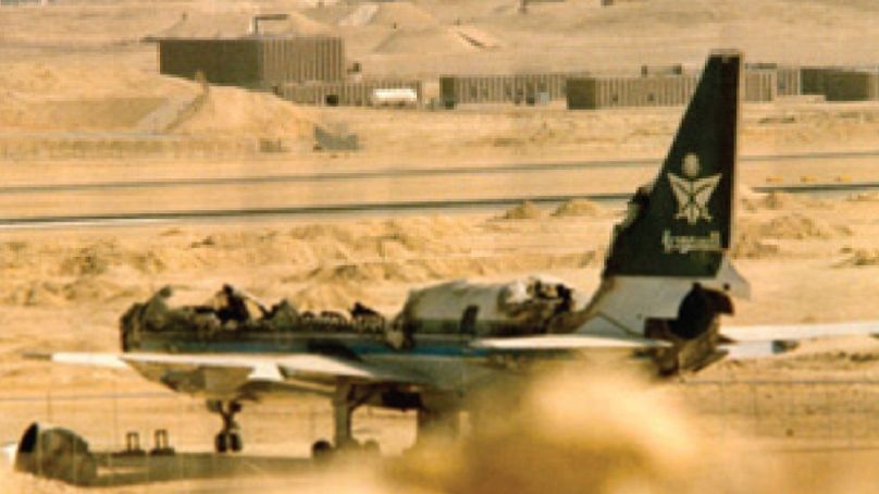 A Saudia Lockheed TriStar gépének maradványai, 1980. augusztus 19-én