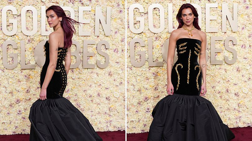 Dua Lipa bei den 81. Golden Globe Awards am Sonntag, 7. Januar 2024, im Beverly Hilton in Beverly Hills, Kalifornien.
