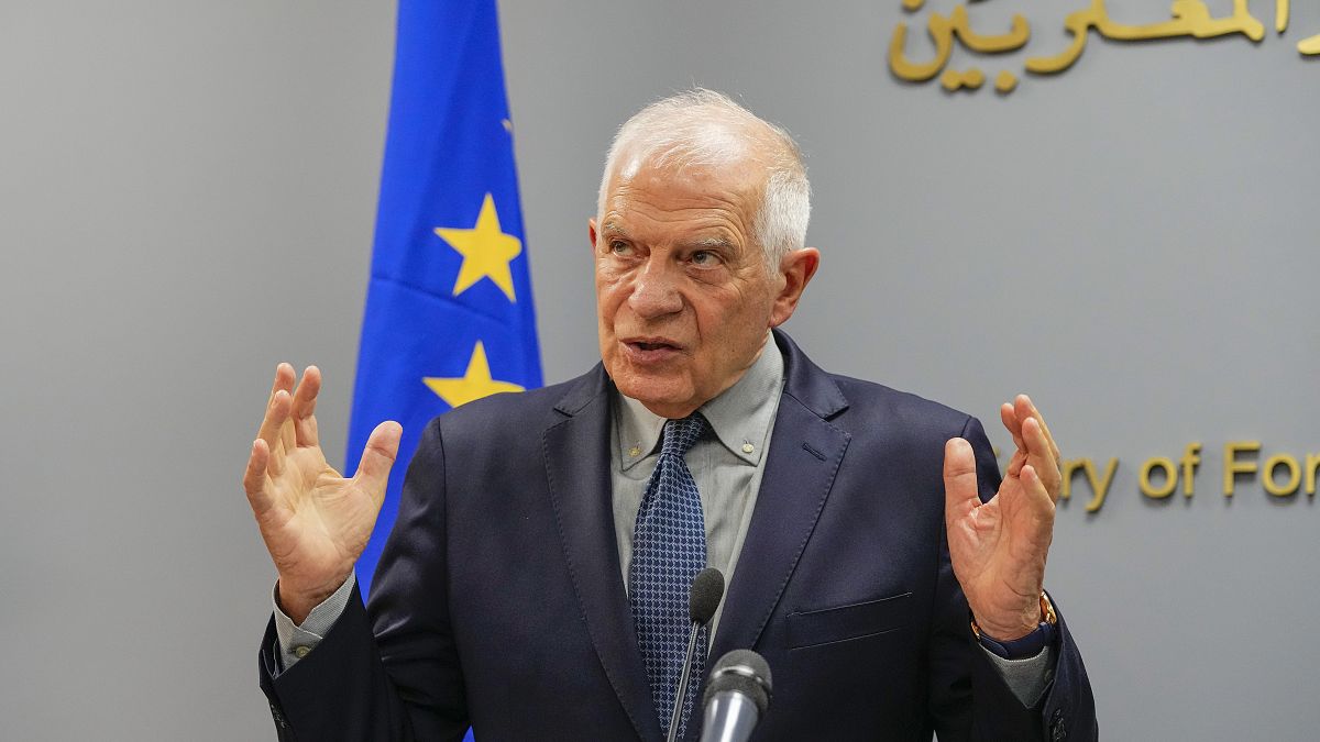 Josep Borrell, Európai Unió kül- és biztonságpolitikai főképviselője Bejrútban tartott sajtótájékoztatóján 2024. január 6-án
