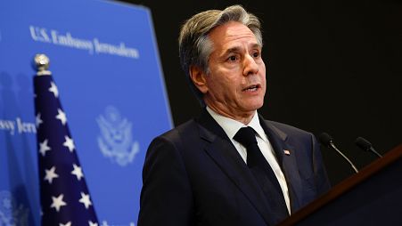 U.S. Secretary of State Antony Blinken answers questions during a press conference in Tel Aviv, Israel, Tuesday, Jan. 9, 2024. 