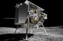رسم توضيحي قدمته شركة "أستروبوتيك تكنولوجي" يصور مركبة الهبوط القمرية "بيريغرين" على سطح القمر. 2024/01/08