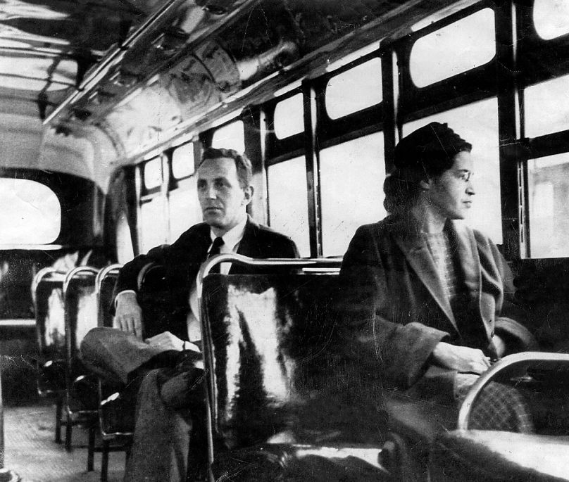 Rosa Parks egy buszon, az alabamai Montgomeryben