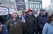 Demonstranten vor dem Parlament in Oslo am 9.1.24