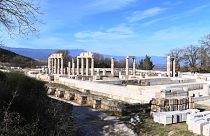 The Palace of Aigai, built more than 2,300 years ago during the reign of Alexander the Great's father, is seen after it fully reopened in ancient Aigai on 5 January.