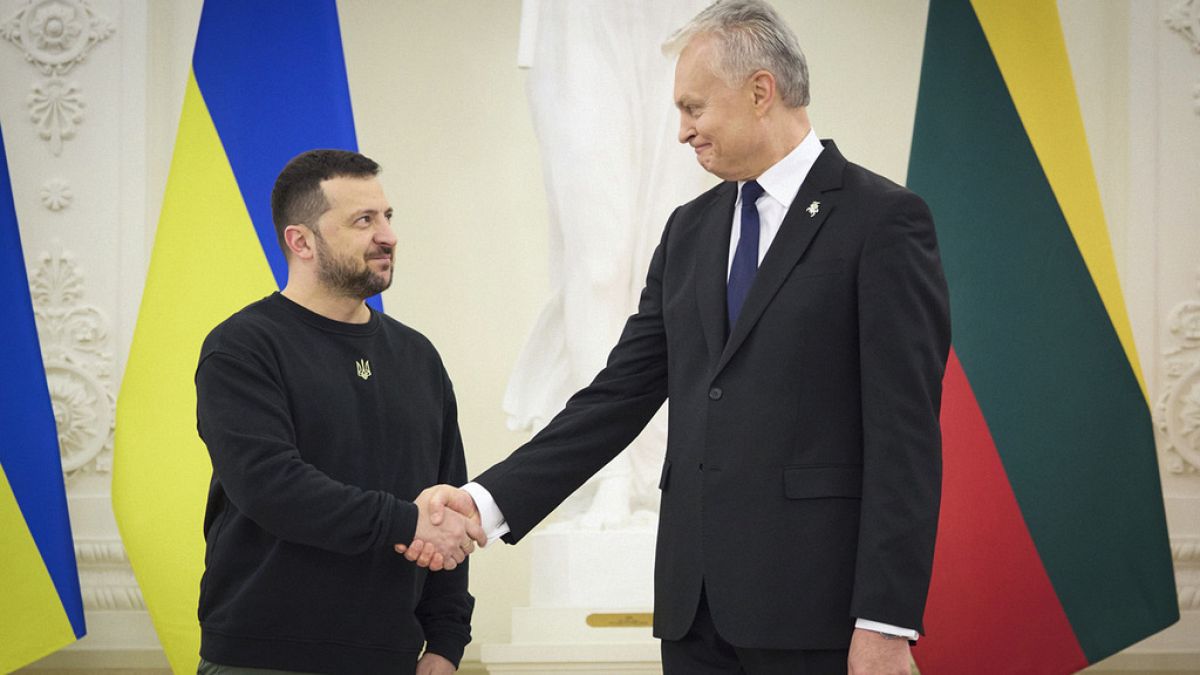 Litauens Präsident Gitanas Nauseda sicherte den ukrainischen Präsidenten Wolodymyr Selenskyj Hilfen zu. 