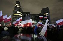 Lengyel tüntetők Varsóban