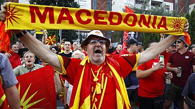 Manifestante macedone