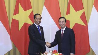 الرئيس الإندونيسي جوكو ويدودو مع نظيره الفيتنامي فو فان ثونغ