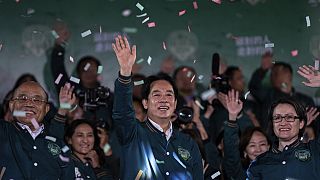 Lai Ching-te celebra su victoria electoral el sábado 13 de enero