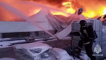 Imagen del incendio en el almacén de San Petersburgo.
