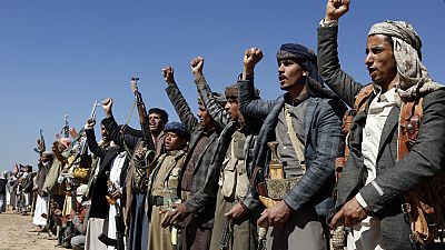  تجمع لمقاتلين حوثيين بالقرب من سانا، اليمن، 14 يناير 2024.