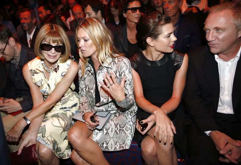 Anna Wintour, Kate Moss, Princess Charlotte Casiraghi, and Francois Pinault attend the Gucci Women's Spring-Summer 2015 show during Milan Fashion Week on September 17, 2014.