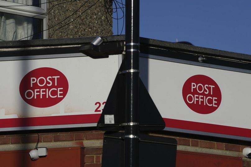 Logos of post office is displayed in London, Wednesday, 10 January 2024.