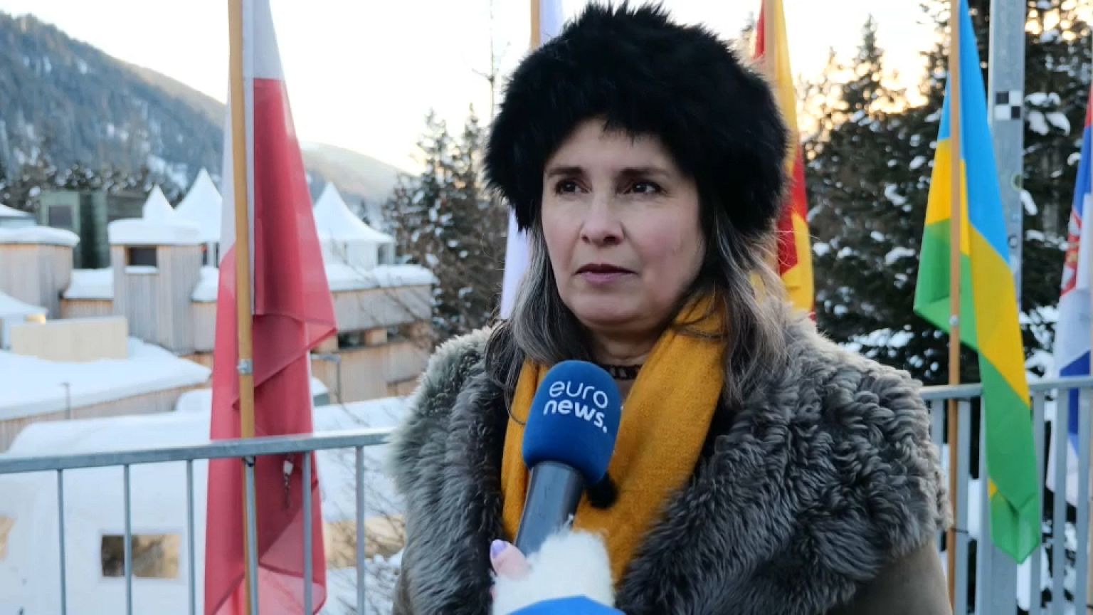 Jojo Mehta, cofundadora y directora ejecutiva de Stop Ecocidio International, durante una entrevista con Euronews en Davos