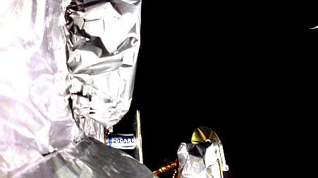 Image from a mounted camera released by Astrobotic Technology, shows a section of insulation on the Peregrine lander.