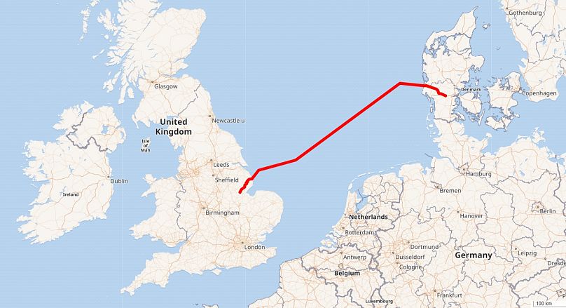 A két ország között, az Északi-tenger alatt húzódik a kábel vonala