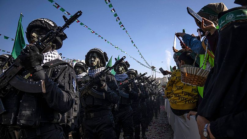 رژه نیروهای عزالدین قسام در نوار غزه به تاریخ ۱۴ دسامبر ۲۰۲۲
