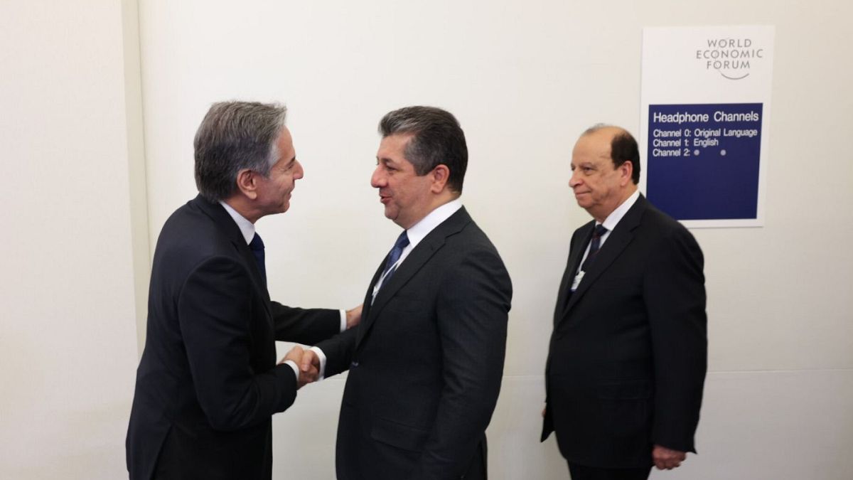 دیدار آنتونی بلینکن، وزیر خارجه آمریکا با مسرور بارزانی، نخست وزیر اقلیم کردستان عراق
