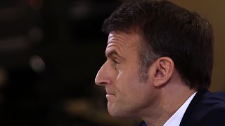 French President Emmanuel Macron listens to a question during his first prime-time news conference to announce his top priorities for the year on 16 January 2024.