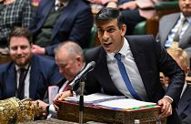  Britain's Prime Minister Rishi Sunak speaks during Prime Minister's Questions in the House of Commons, London, Wednesday Jan. 17, 2024.