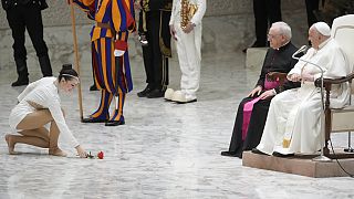Imperial Royal sirki üyeleri, Vatikan'da düzenlenen haftalık genel sohbet sırasında Papa Francis için gösteri düzenledi