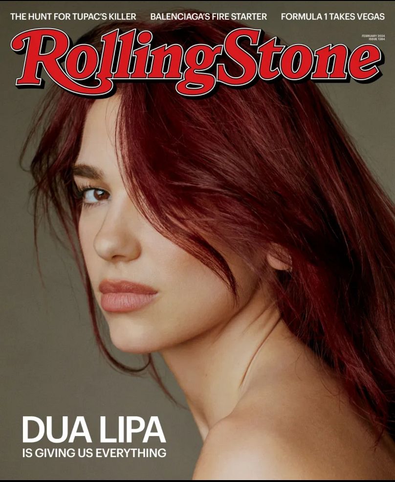 Dua Lipa on the cover of Rolling Stone's February 2024 issue