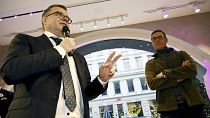 El primer ministro finlandés, Petteri Orpo, y al candidato presidencial del NCP, Alexander Stubb, en Helsinki, el 11 de enero de 2024.