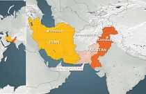 خريطة للحدود الإيرانية الباكستانية