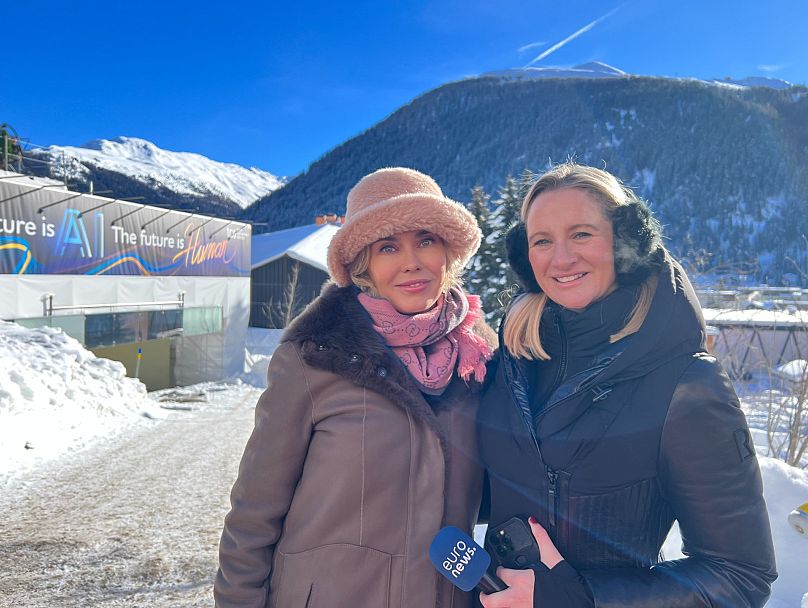 Euronews' Angela Barnes and Comarch CEO Anna Pruska at the World Economic Forum's Davos 2024 summit.
