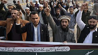 مظاهرة لإدانة الضربة الإيرانية في منطقة الحدود الباكستانية، في إسلام أباد، باكستان، 18 يناير 2024.