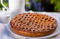 Cherry Limburg pie with dough lattice from Limburg, Netherlands