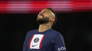 PSG futbolcusu Neymar, Paris Saint-Germain ile Angers arasında Paris, Fransa'daki Parc des Princes'te oynanan Fransa Birinci Ligi futbol maçı sırasında, 11 Ocak 2023.