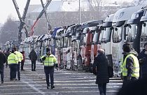 Hauliers in Munich protest against increased German fuel duty on 12 January. Six days later the EU has decided diesel trucks must be phased out almost entirely.
