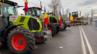 Agricultores durante las protestas en el norte de Rumanía.