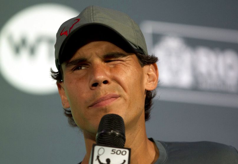 Rafael Nadal bei einer Pressekonferenz vor dem ATP-Turnier Rio Open in Rio de Janeiro, Brasilien, Freitag, 14. Februar 2014.