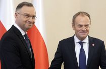 Andrzej Duda lengyel elnök és Donald Tusk lengyel kormányfő