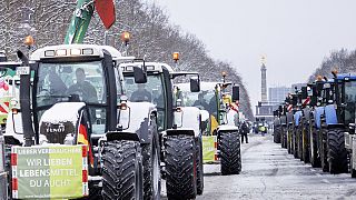 Los agricultores alemanes protestas por las medidas de la UE en el sector agrícola.