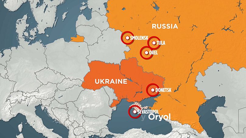 Rusia asegura que drones ucranianos han atacado instalaciones militares rusas en Smolensk, Tula y Oryol.
