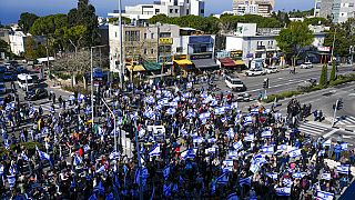 مظاهرة في حيفا مناهضة للحرب الإسرائيلية على غزة، 20 يناير 2024.