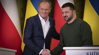 Лидеры Польши и Украины Дональд Туск и Владимир Зеленский