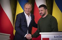 Zelenslyy com o primeiro-ministro polaco, Donald Tusk