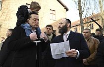 Tesla and SpaceX's CEO Elon Musk visits the site of the Auschwitz-Birkenau Nazi German death camp in Oswiecim, Poland, on Monday, Jan. 22, 2024. 