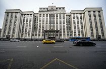 Fotografía de archivo de los exteriores de la Duma estatal rusa en Moscú (Rusia), el 22 de noviembre de 2023